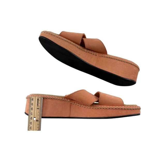 Marina Luna Women's Orange Slide Sandals Size 8 Leather - Picture 6 of 9